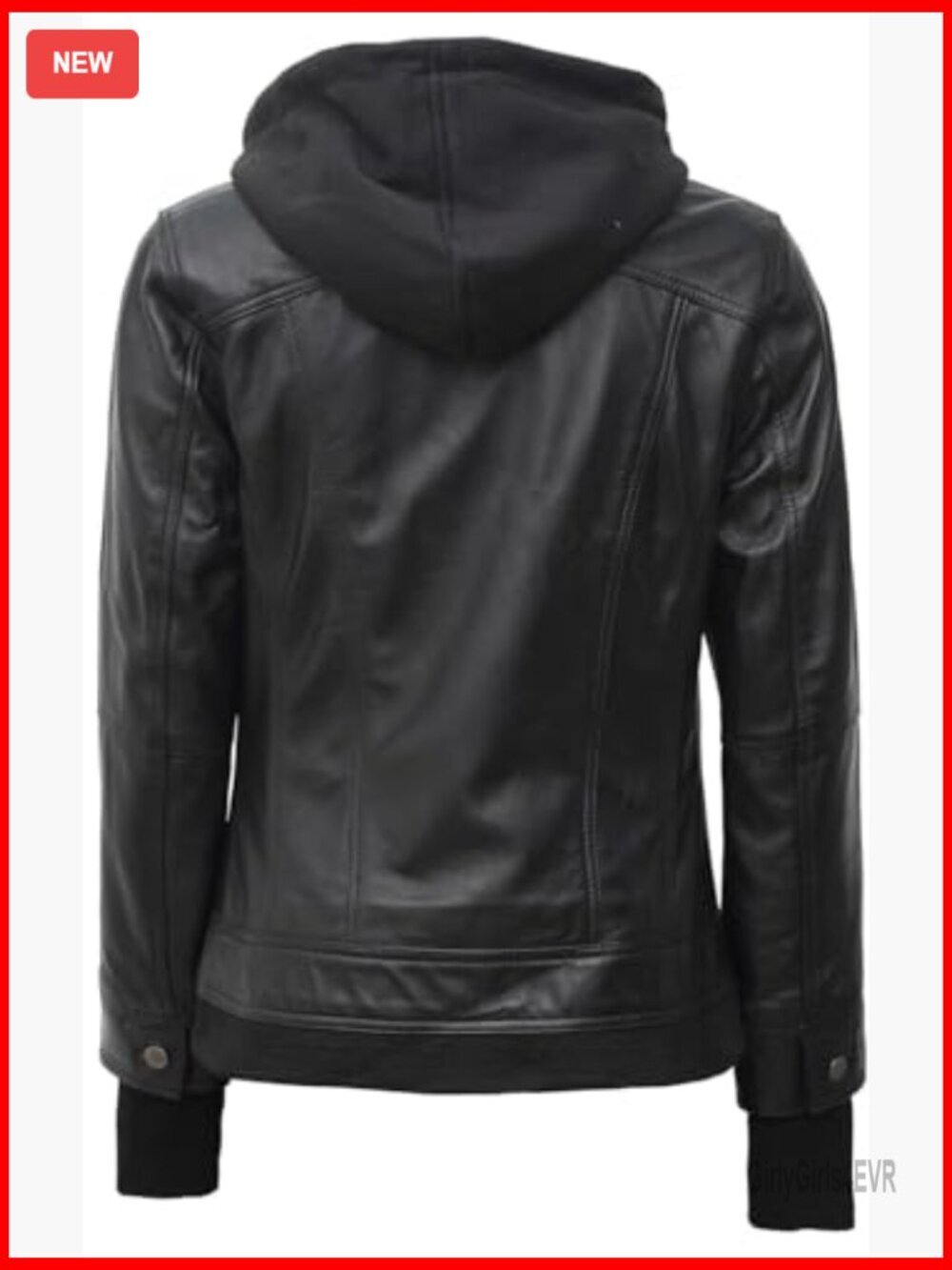 Lambskin Leather Jacket with Removable Hood, Regular Fit, All Seasons - Picture 5 of 6